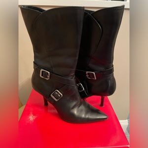 Anne Klein Akdevane Black Leather Boots
